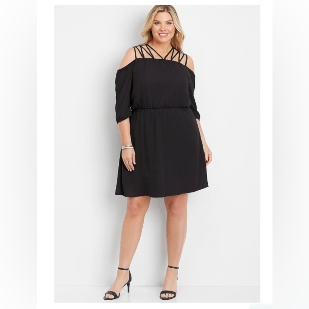 🛍️Maurices Lattice Top Cold Shoulder Dress size 3X